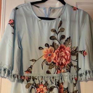 Shein blue floral jumpsuit